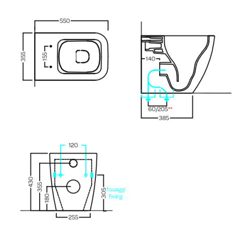 Унитаз HATRIA TECNA Y9DH01 напольный слив универсальный цвет белый