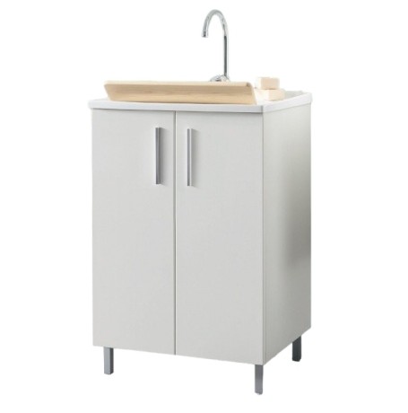 Хозяйственная раковина GEROMIN Lido 7005LIDO с тумбой напольная с 1 отверстием с переливом цвет белый