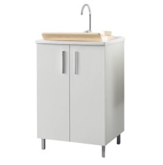 Хозяйственная раковина GEROMIN Lido 7005LIDO с тумбой напольная с 1 отверстием с переливом цвет белый