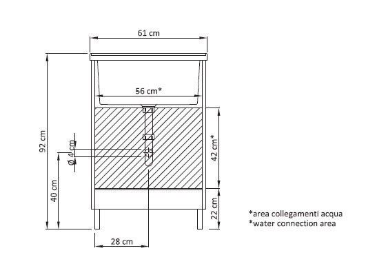 Хозяйственная раковина GEROMIN Lido 7005LIDO с тумбой напольная с 1 отверстием с переливом цвет белый