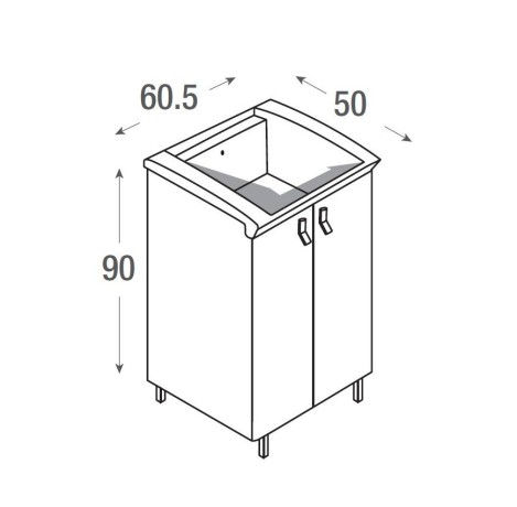 Хозяйственная раковина GEROMIN Bijoux PC65BIJOUX1 с тумбой напольная без отверстия с переливом цвет белый