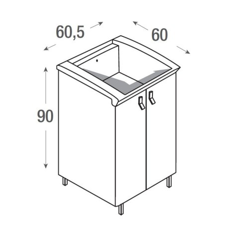 Хозяйственная раковина GEROMIN Bijoux PC66BIJOUX1 с тумбой напольная без отверстия с переливом цвет белый