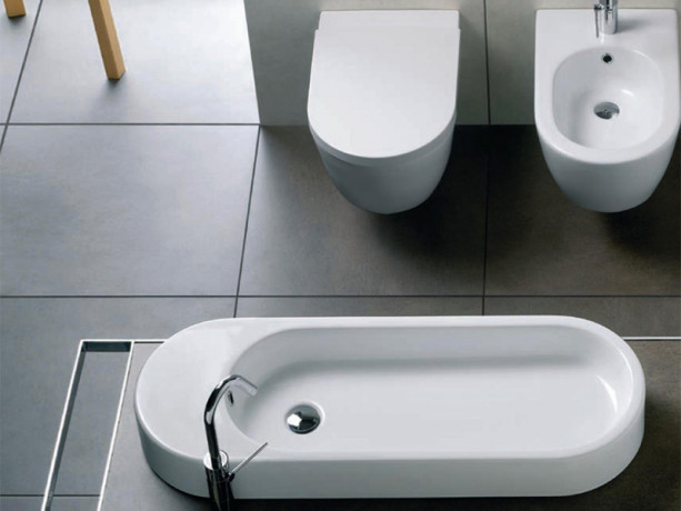 Раковина HATRIA AREA Y0W101 накладная с одним отверстием с переливом цвет белый