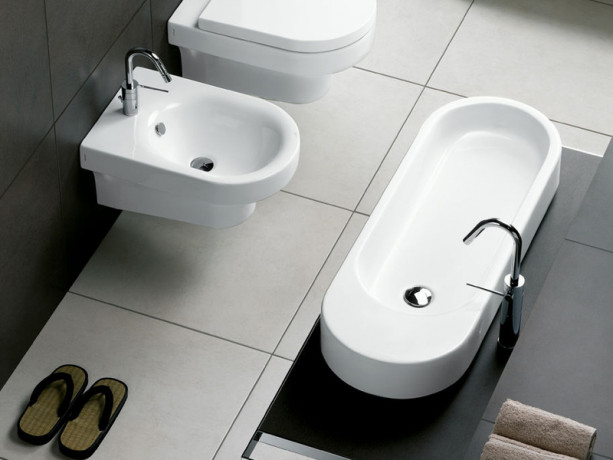 Раковина HATRIA AREA Y0W101 накладная с одним отверстием с переливом цвет белый