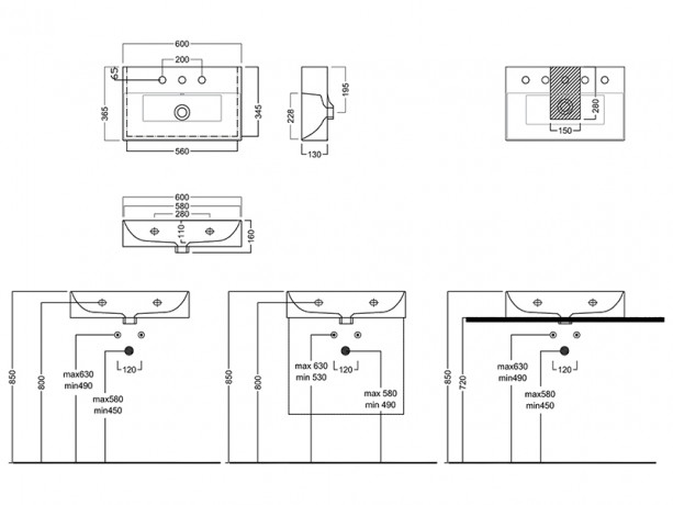 Раковина HATRIA Bahia 13 BH0600365011TS0 подвесная или на тумбу с одним отверстием с переливом цвет белый