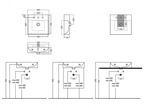 Раковина HATRIA Bahia 13 BH0500465011TS0 подвесная или на тумбу с одним отверстием с переливом цвет белый