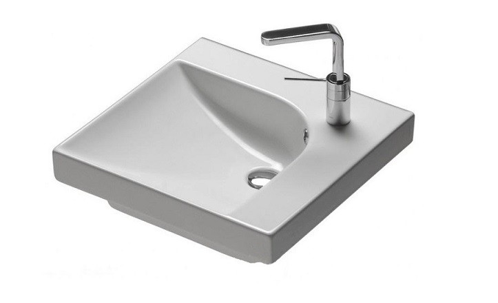 Раковина HATRIA GRANDANGOLO YXFB01 подвесная или на тумбу с одним отверстием с переливом цвет белый