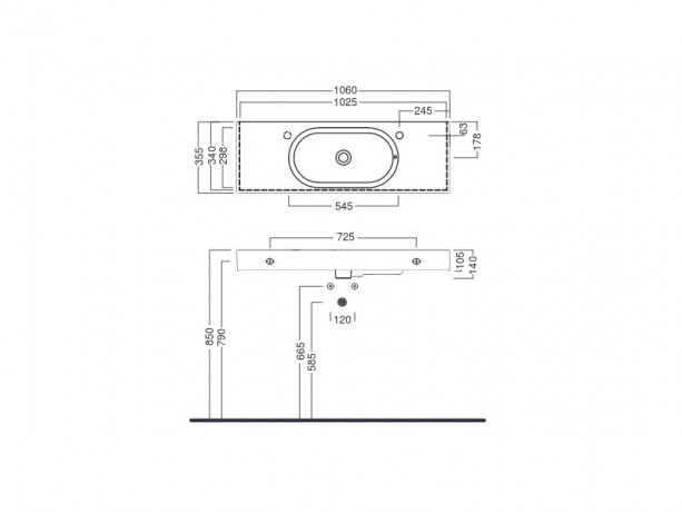 Раковина HATRIA AREA Y0Q901 подвесная или на тумбу с одним отверстием цвет белый