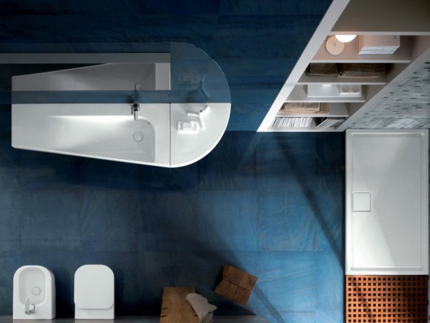 Раковина HATRIA GRANDANGOLO Y0V001 подвесная или на тумбу без отверстия с переливом цвет белый