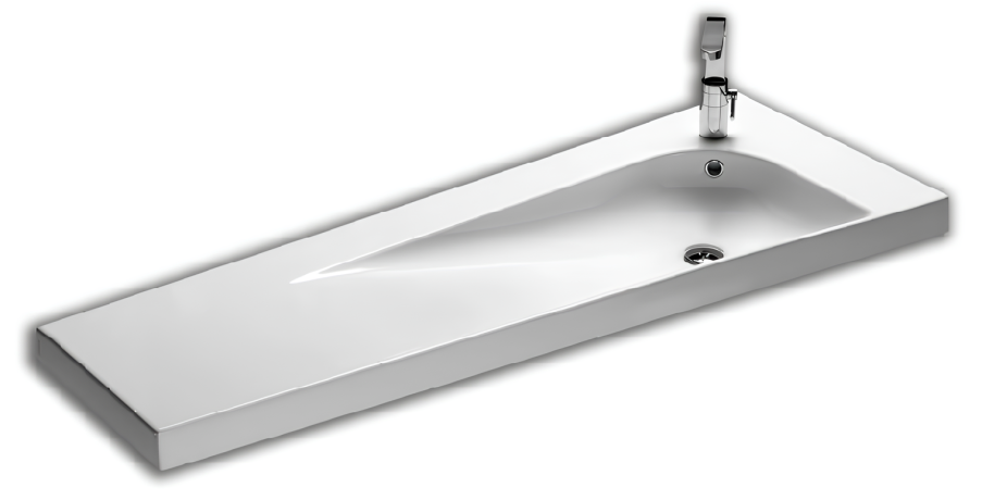 Раковина HATRIA GRANDANGOLO YXF601 подвесная или на тумбу с одним отверстием с переливом цвет белый