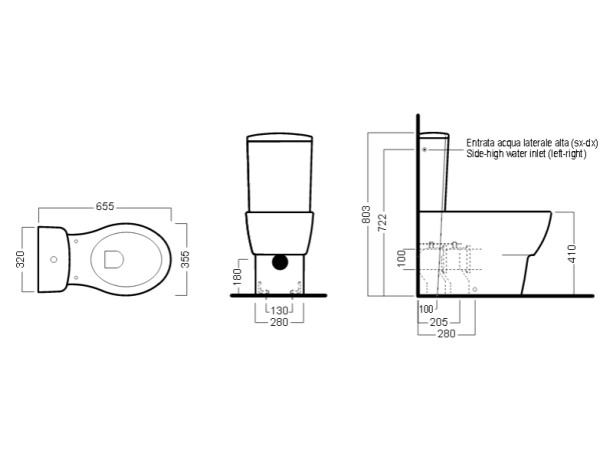 Унитаз HATRIA NIDO Y0TQ01 напольный моноблок под бачок слив универсальный цвет белый
