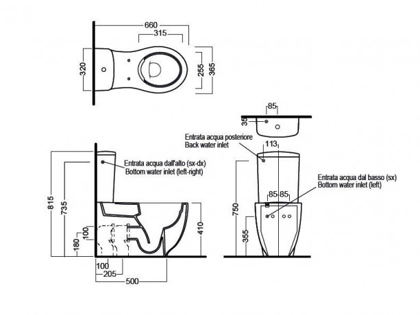 Унитаз HATRIA LE FIABE Y1E801 напольный моноблок под бачок слив универсальный цвет белый
