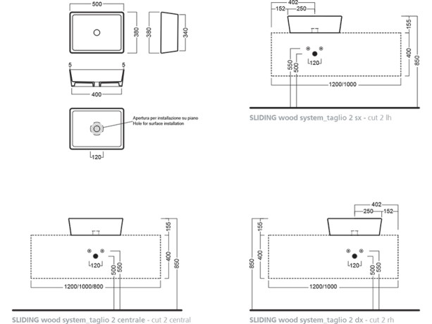 Раковина HATRIA HAPPY HOUR A0Y1VH08 накладная без отверстия без перелива цвет антрацит