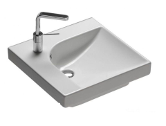 Раковина HATRIA GRANDANGOLO YXER01 накладная или на тумбу с одним отверстием с переливом цвет белый