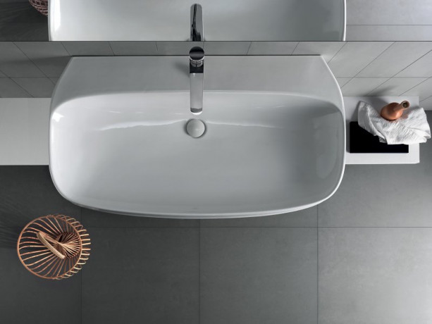 Раковина HATRIA ABITO YXXH01 подвесная или накладная с одним отверстием с переливом цвет белый