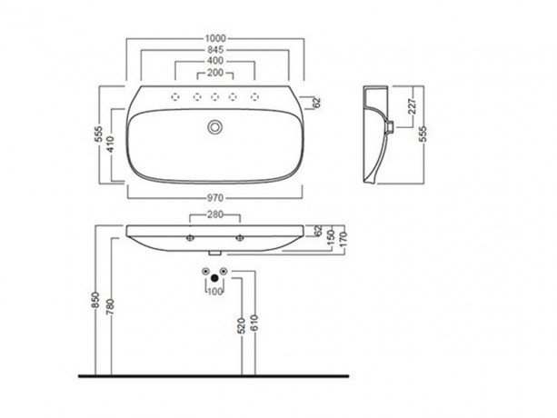Раковина HATRIA ABITO YXXH01 подвесная или накладная с одним отверстием с переливом цвет белый