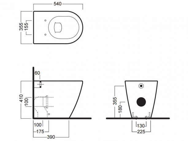 Унитаз HATRIA Fusion A0Y1ZA25 напольный безободковый слив универсальный цвет белый матовый