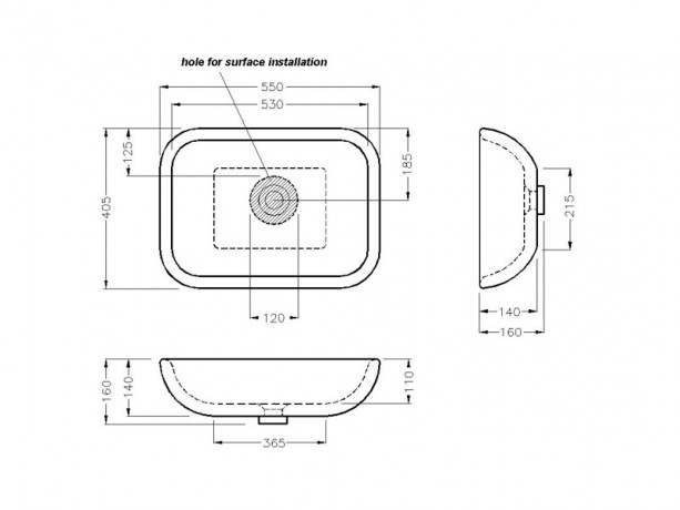 Раковина HATRIA HAPPY HOUR Y0QQ01 накладная без отверстия без перелива цвет белый