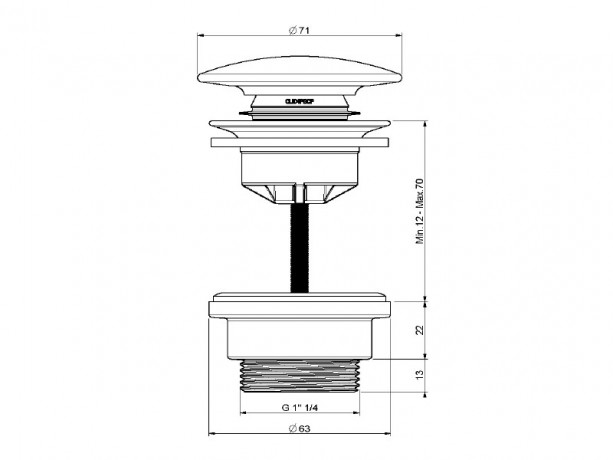 Донный клапан HATRIA A0Y7A825 керамический push open цвет белый матовый