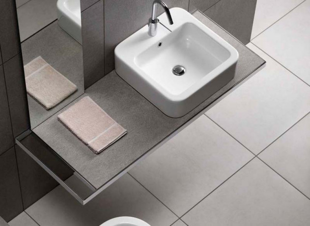 Раковина HATRIA HAPPY HOUR Y0M701 подвесная или накладная с одним отверстием с переливом цвет белый