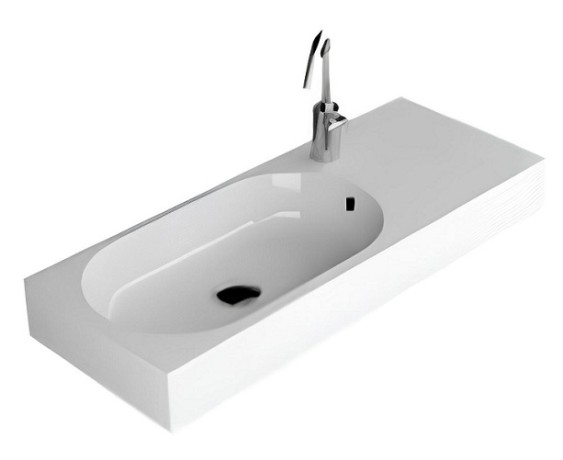 Раковина HATRIA AREA YXEQ01 накладная с одним отверстием с переливом цвет белый