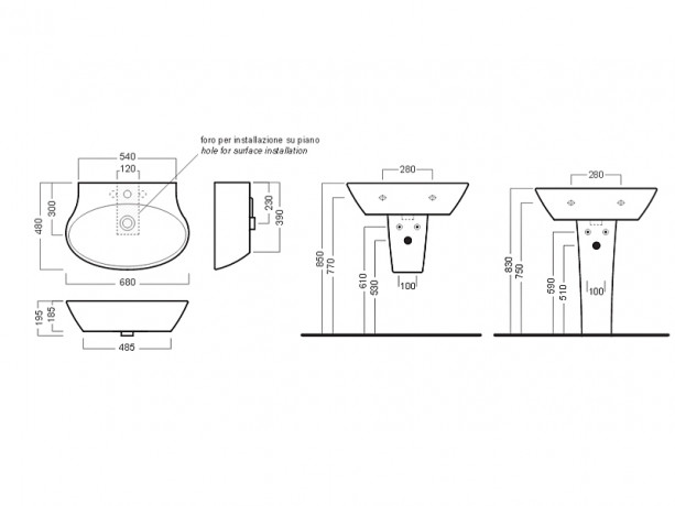 Раковина HATRIA NIDO Y0QX01 подвесная с одним отверстием с переливом цвет белый