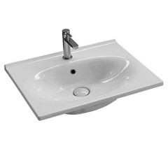 Раковина HATRIA LE FIABE Y1BR01 подвесная или на тумбу с одним отверстием с переливом цвет белый