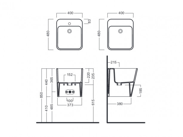 Раковина HATRIA G-FULL YXJH01 подвесная без отверстия без перелива цвет белый