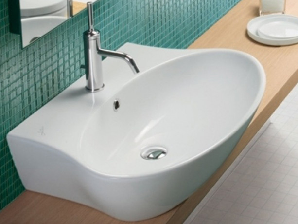 Раковина HATRIA NIDO YXEM01 накладная с одним отверстием с переливом цвет белый