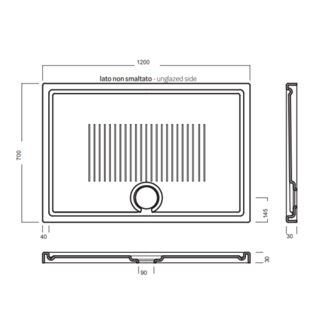 Поддон HATRIA LIF H3 Y1ZZ01 напольный или встраиваемый в пол 120х70х3 см цвет белый