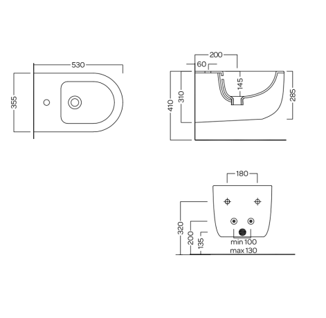 Биде HATRIA FUTURA A0Y9B802 подвесное цвет черный матовый