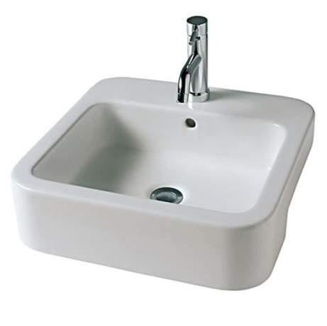 Раковина HATRIA HAPPY HOUR Y0M801 полувстраиваемая с одним отверстием с переливом цвет белый