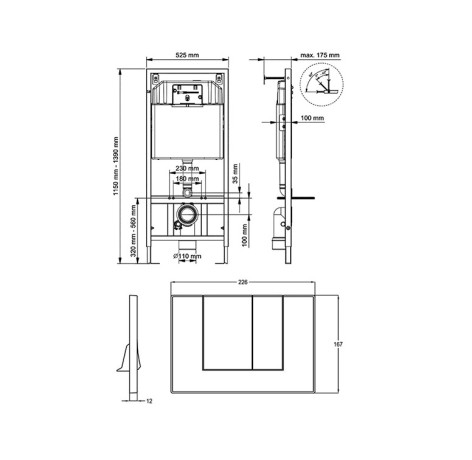Унитаз HATRIA NIDO подвесной комплект с cиденьем с крышкой с плавным опусканием цвет белый с инсталляцией для унитаза и кнопка хром KLUDI RAK