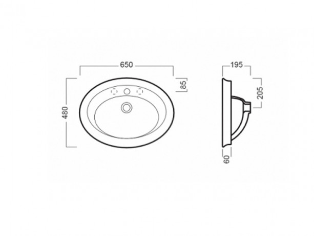 Раковина HATRIA DOLCEVITA Y0PL01 встраиваемая сверху с одним отверстием без перелива цвет белый