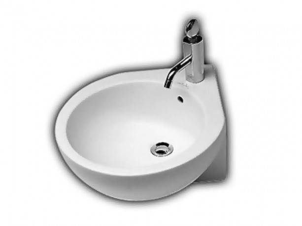 Раковина HATRIA YOU&ME Y0H601 угловая подвесная или накладная с одним отверстием с переливом цвет белый