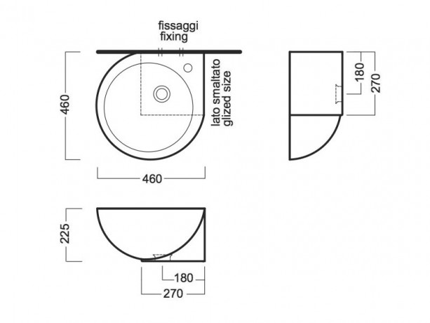 Раковина HATRIA YOU&ME Y0H601 угловая подвесная или накладная с одним отверстием с переливом цвет белый
