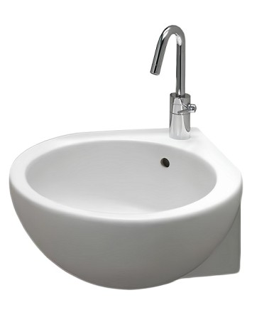 Раковина HATRIA YOU&ME Y0H601 угловая подвесная или накладная с одним отверстием с переливом цвет белый