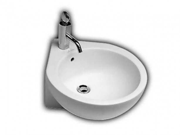 Раковина HATRIA YOU&ME Y0H701 угловая подвесная или накладная с одним отверстием с переливом цвет белый