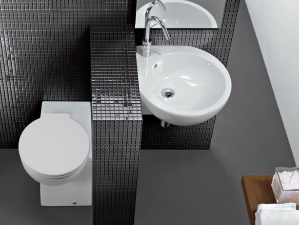 Раковина HATRIA YOU&ME Y0H701 угловая подвесная или накладная с одним отверстием с переливом цвет белый