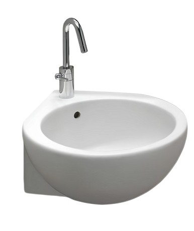 Раковина HATRIA YOU&ME Y0H701 угловая подвесная или накладная с одним отверстием с переливом цвет белый