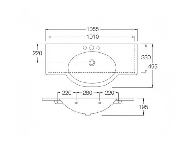 Раковина HATRIA SOPHIE YU9001 подвесная или на тумбу с одним отверстием с переливом цвет белый