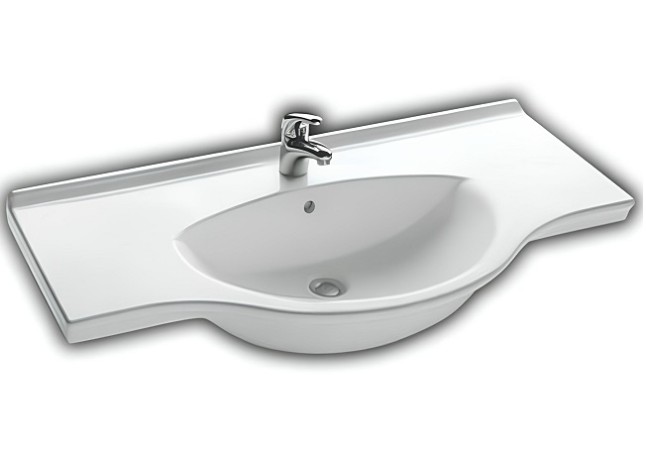 Раковина HATRIA SOPHIE YU9001 подвесная или на тумбу с одним отверстием с переливом цвет белый