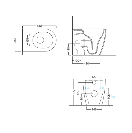 Унитаз HATRIA FUTURA Y9B901 напольный приставной безободковый слив Vortex цвет белый