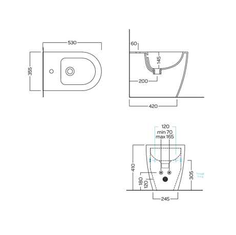 Биде HATRIA FUTURA Y9B701 напольное приставное цвет белый