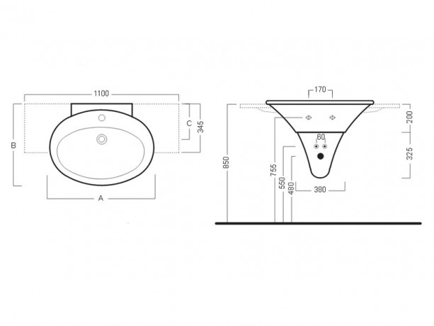 Раковина HATRIA SCULTURE YR3801 подвесная или накладная с одним отверстием с переливом цвет белый
