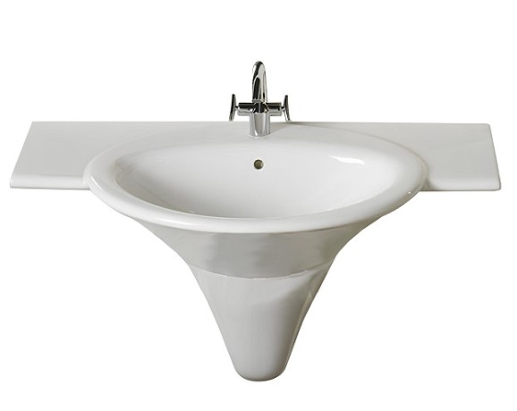 Раковина HATRIA SCULTURE YR3801 подвесная или накладная с одним отверстием с переливом цвет белый