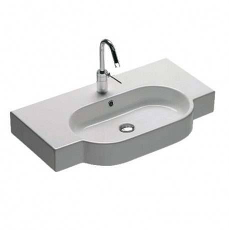 Раковина HATRIA AREA Y0UP01 подвесная или на тумбу с одним отверстием с переливом цвет белый