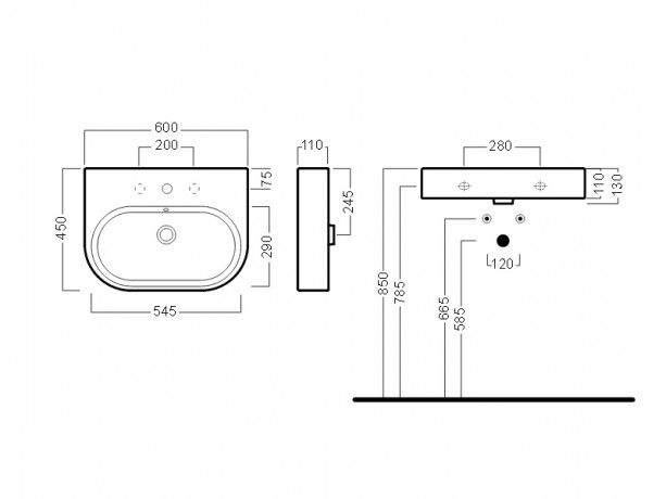 Раковина HATRIA AREA Y0UH01 подвесная или на тумбу с одним отверстием с переливом цвет белый